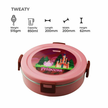 Dubblin Tweaty Stainless Steel Round Lunch Box