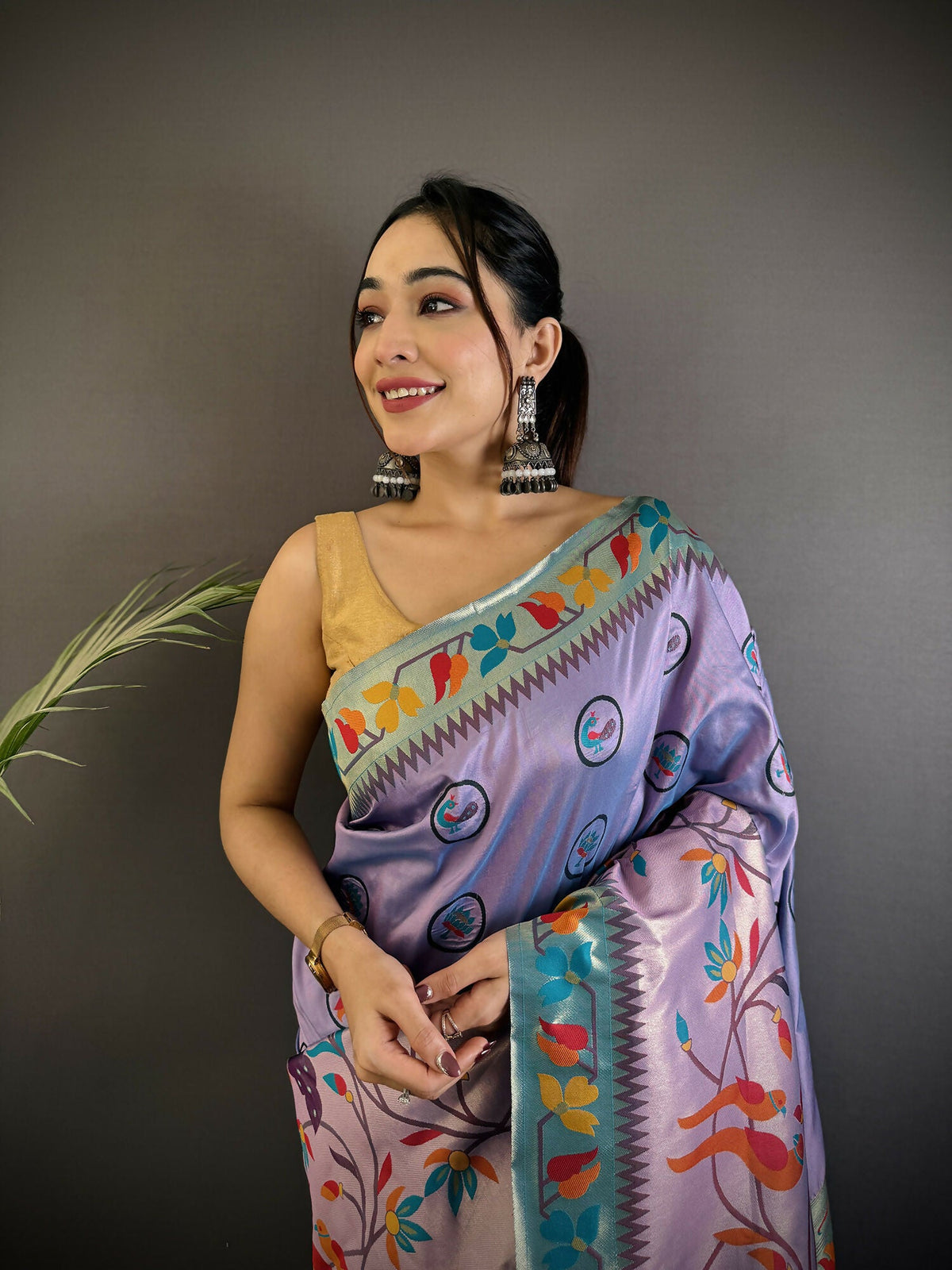 Joban Fashion Lavender Paithani Soft Silk Meenakari Saree