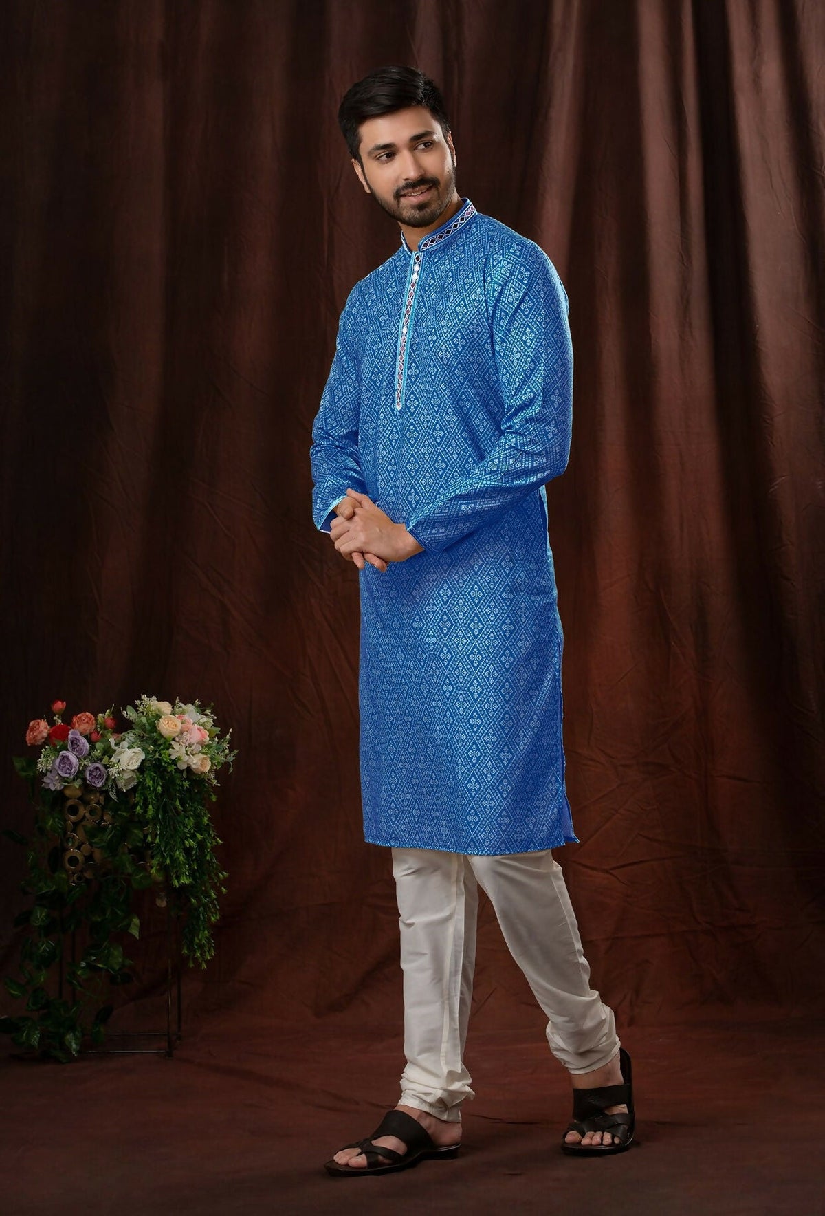 Joban Fashion Blue Art Silk Kurta Pyjama