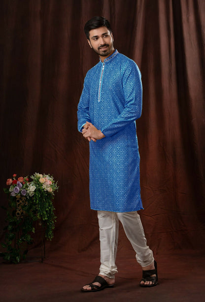 Joban Fashion Blue Art Silk Kurta Pyjama