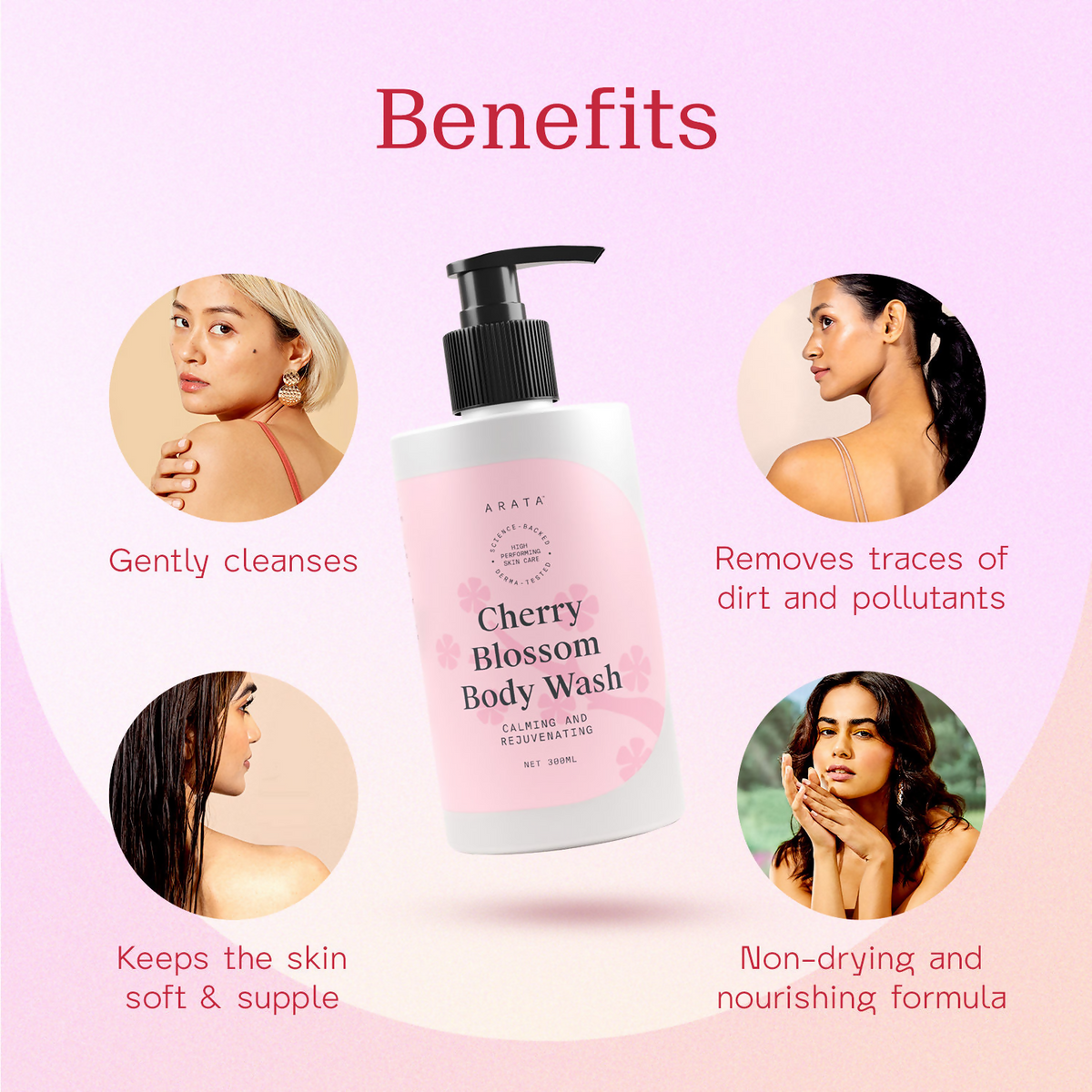 Arata Body Wash Nourishing Calming And Rejuvenating - Cherry Blossom