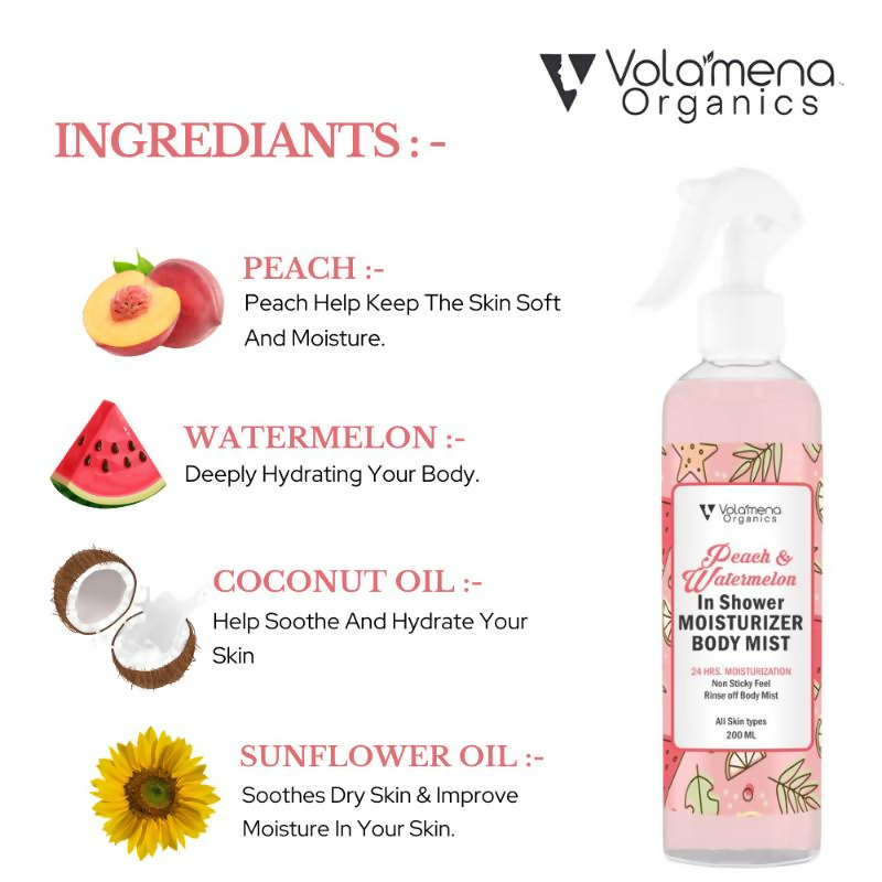 Volamena Peach & Watermenlon In Shower Moisturizer Body Mist