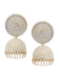 Mominos Fashion Joharkamal Gold-Polished Meenakari Jhumkas For Women & Girls (White)