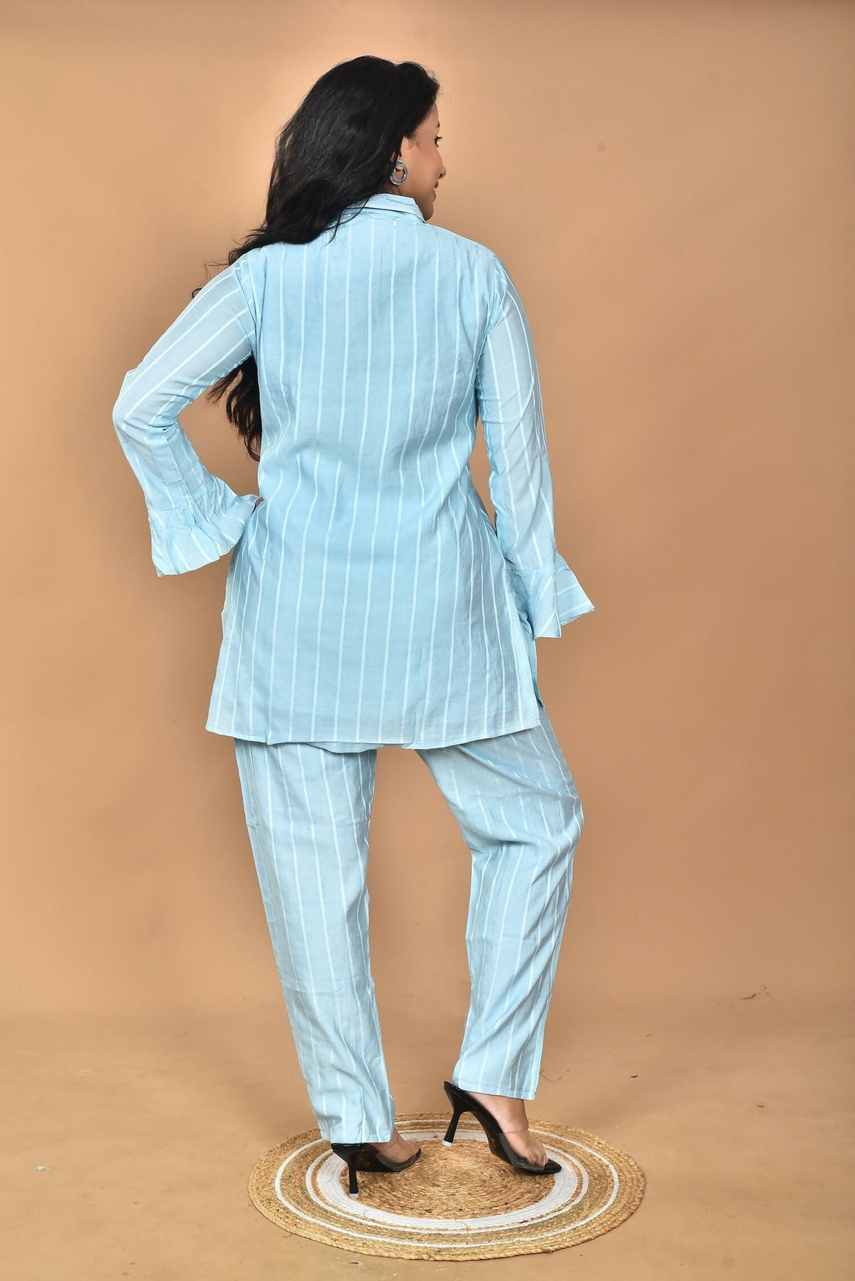 Morchari Women And Hand Embroidery Co-Ords-Sky Blue