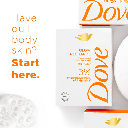 Dove Glow Recharge Serum Beauty Bar with 3% Brightening Serum + Vitamin C