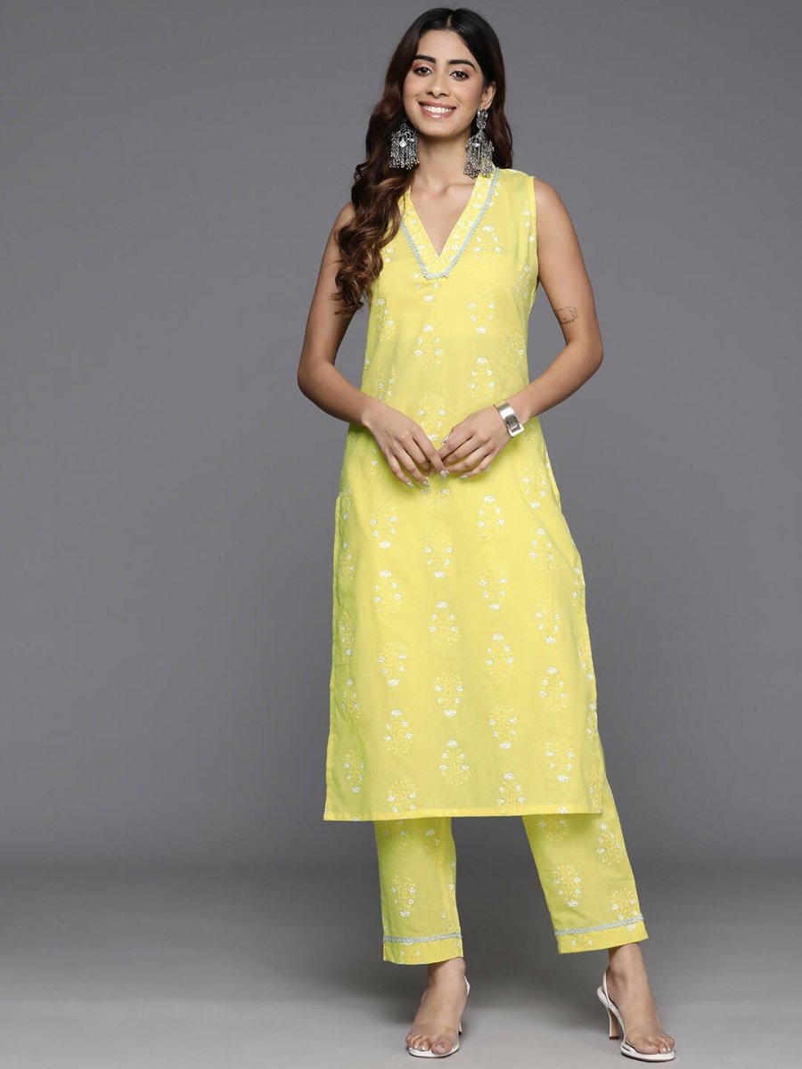 Ahalyaa Women's Traditional wear Kurta Set - Yellow