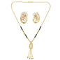 AanyaCentric Gold-Polished Short Mangalsutra Set with Earrings