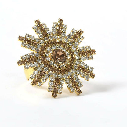 Mominos Fashion Joharkamal Gold-Polished AD Studded Adjustable Finger Ring