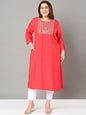 Sztori Floral Embroidered Yoke Design Sequined Straight Kurta
