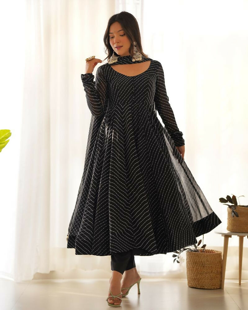 Joban Fashion Black Kurta Set Georgette Sequence Embroidery Work