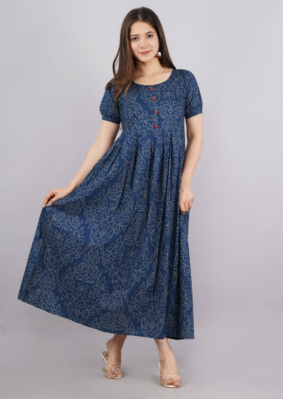 Vamika Blue Cotton Printed Party Wear/Casual Wear Kurti