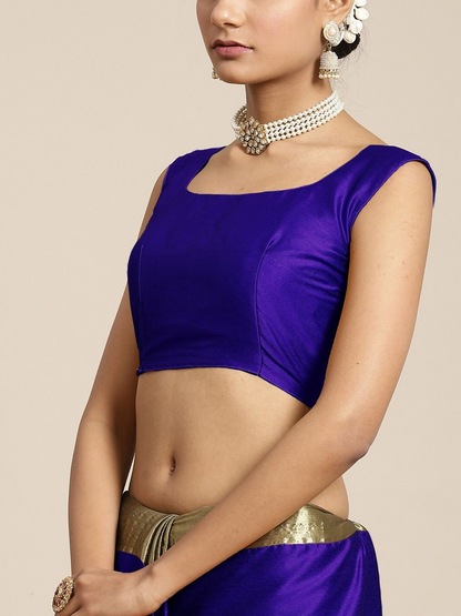 Saree Mall Blue & Copper-Toned Zari Silk Blend Uppada Sarees