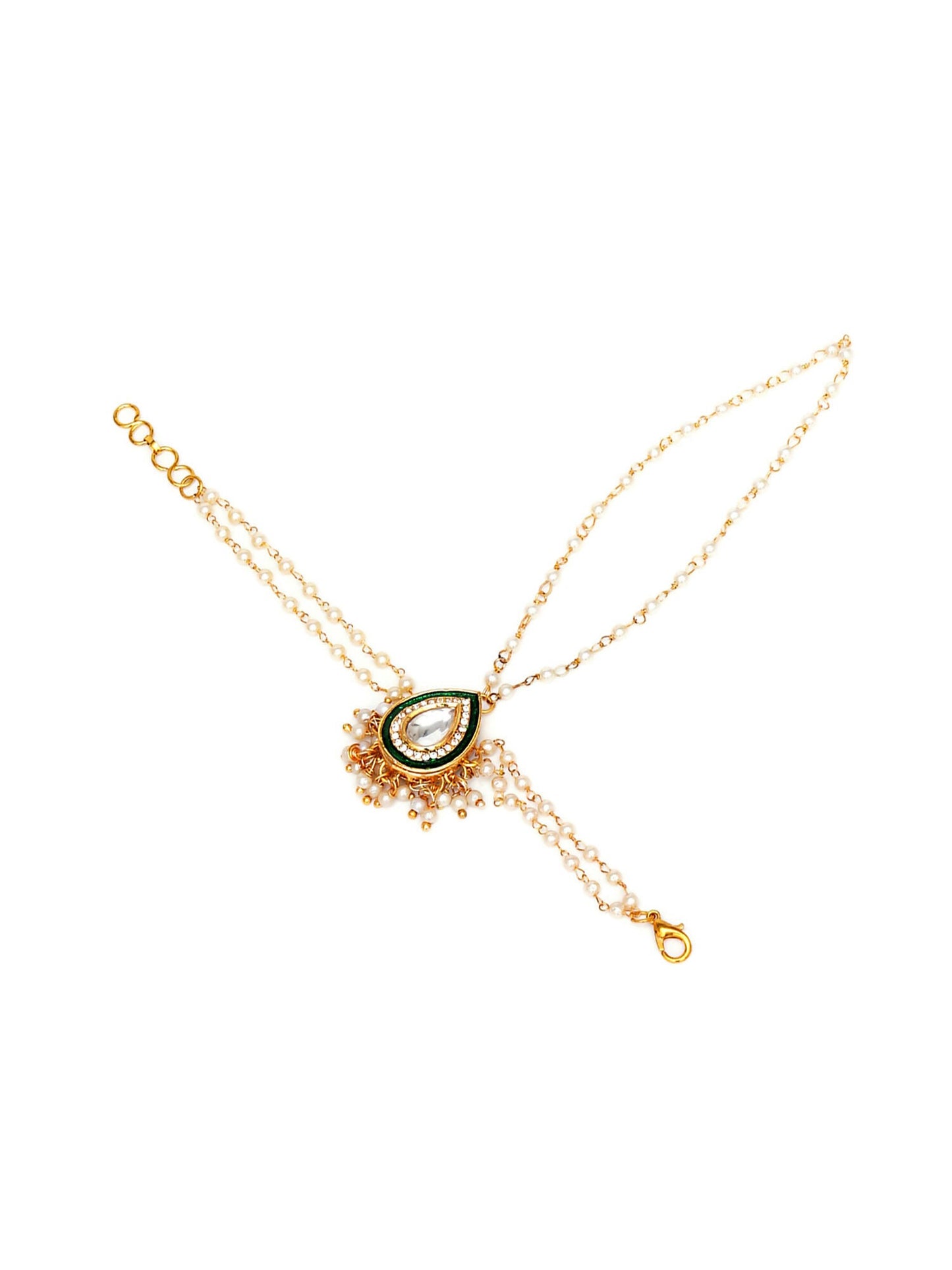 Kundan Hand Harness (gold) - Ruby Raang