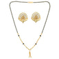 AanyaCentric Gold-Polished Short Mangalsutra Set with Earrings