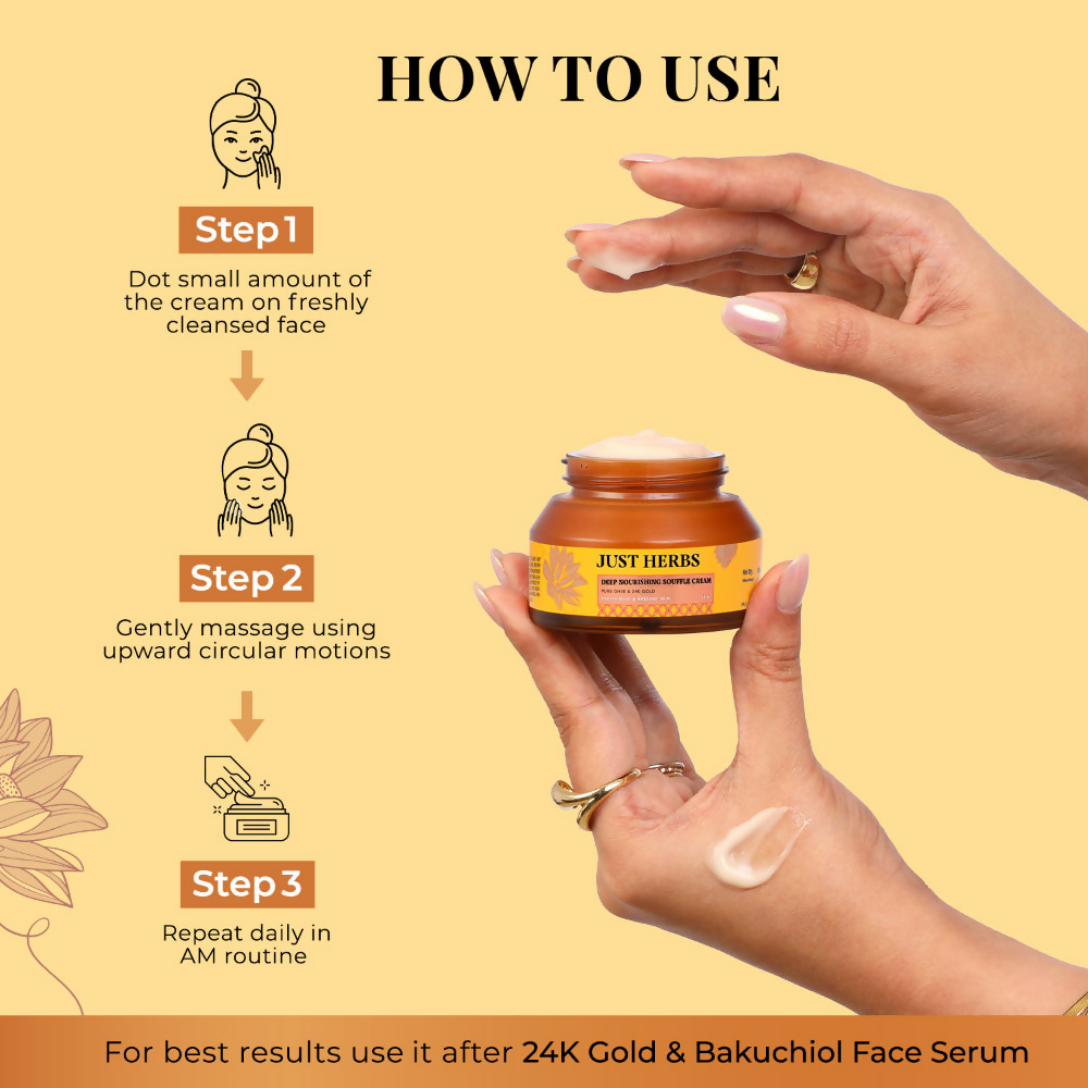 Just Herbs Pure Ghee & 24K Gold Deep Nourishing Souffle Cream