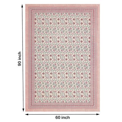 Blocks Of India Hand Block Printed Cotton Rectangular Table Cloth - Pink Kalamkari