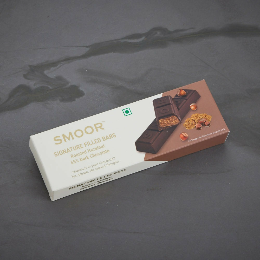 Smoor Signature Filled Bars Roasted Hazelnut Bars 55% Dark Chocolate