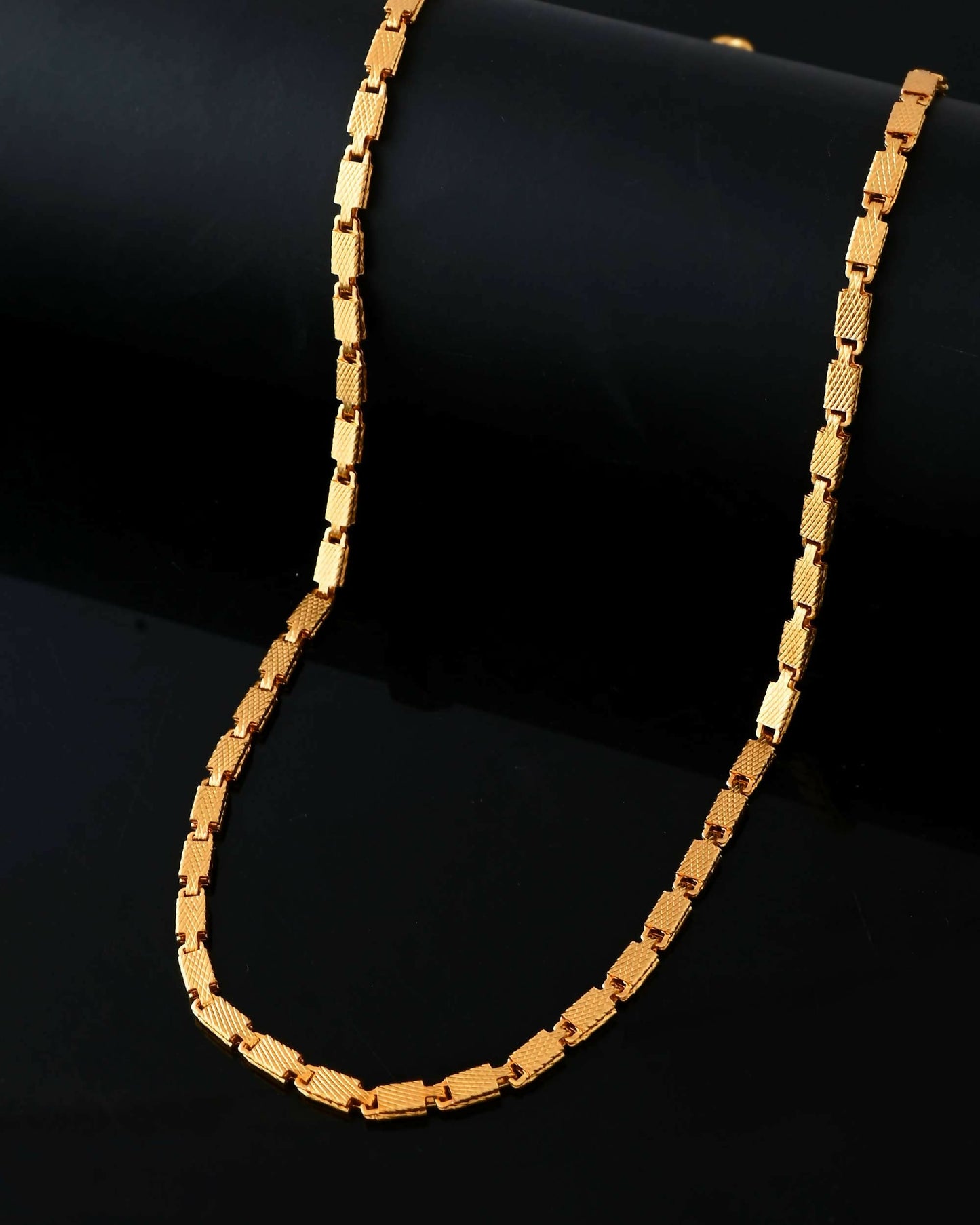 VOJ Gold-Polished Biscuit Shaped Chain For Men