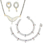 AanyaCentric Gold-Polished Mangalsutra Pendant Earring Set & Silver Plated Anklet