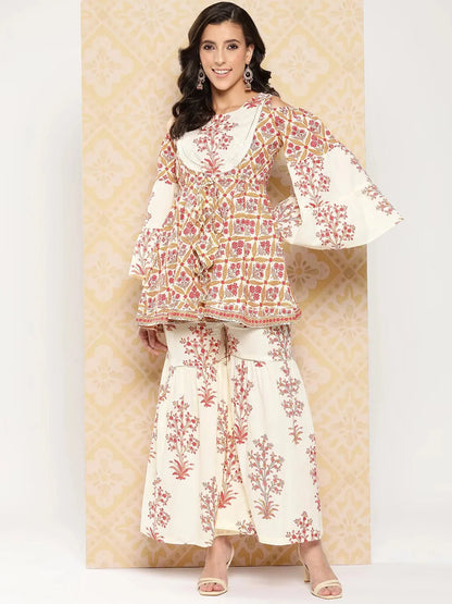 Yufta Women Printed Pure Cotton Ethnic Co-Ords