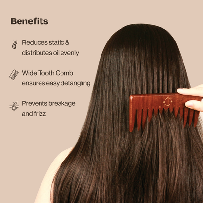 Sacred Grove Wide Tooth & Detangling Teak Wood Comb
