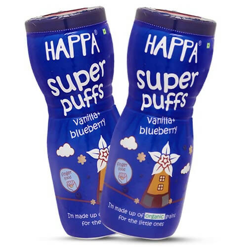 Happa Organic Multigrain Vanilla + Blueberry Melts Super Puffs