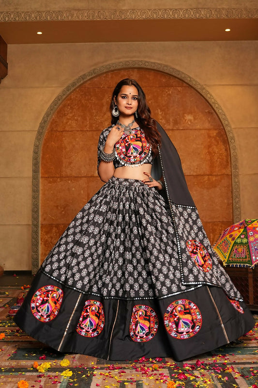 AI Fashion Black Crepe Designer Navratri Wear Lehenga Choli Collection