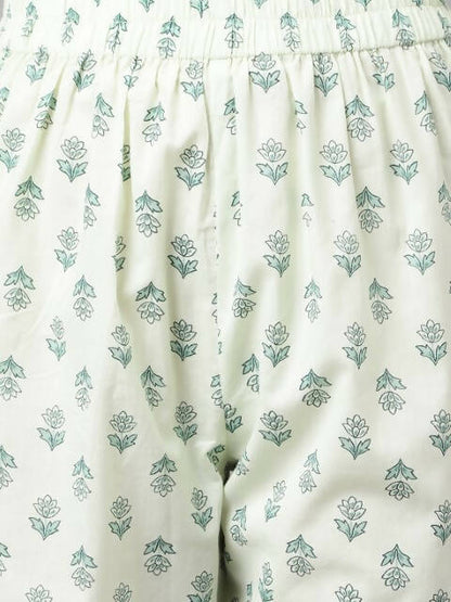 FIORRA Women's Sea Green Cotton A-Line Kurta Set