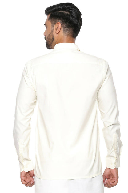 Ramraj Cotton Mens Poly Cotton Cream Colour Full Sleeve Shirt