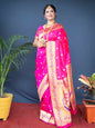 Jyoti Fashion Women's Pink Paithani Silk Zari Woven Saree with Blouse
