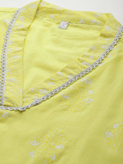 Ahalyaa Women's Traditional wear Kurta Set - Yellow