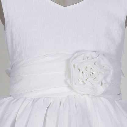 Asmaani Baby Girl's White Colour Satin A-Line Maxi Full Length Dress (AS-DRESS-22170)