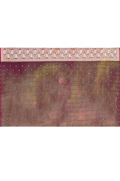 Joban Fashion Wine Banarasi Soft Pure Handloom Banarasi Silk Saree