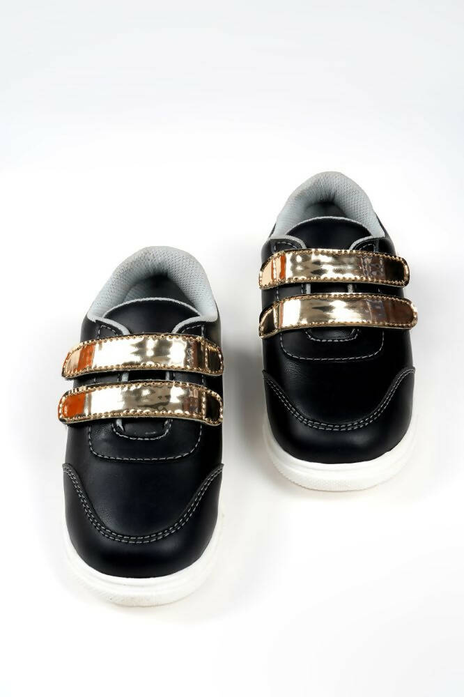 Tiny Bugs For Boys & Girls Double Velcro Sneakers - Black