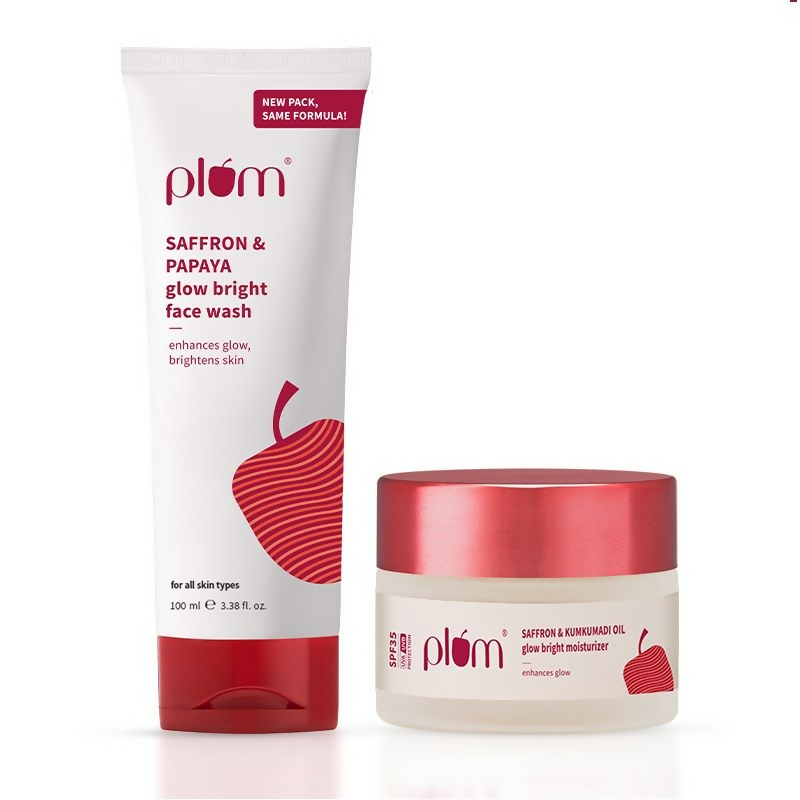 Plum Saffron & Papaya Glow Bright Gel Face Wash and Moisturizer Combo