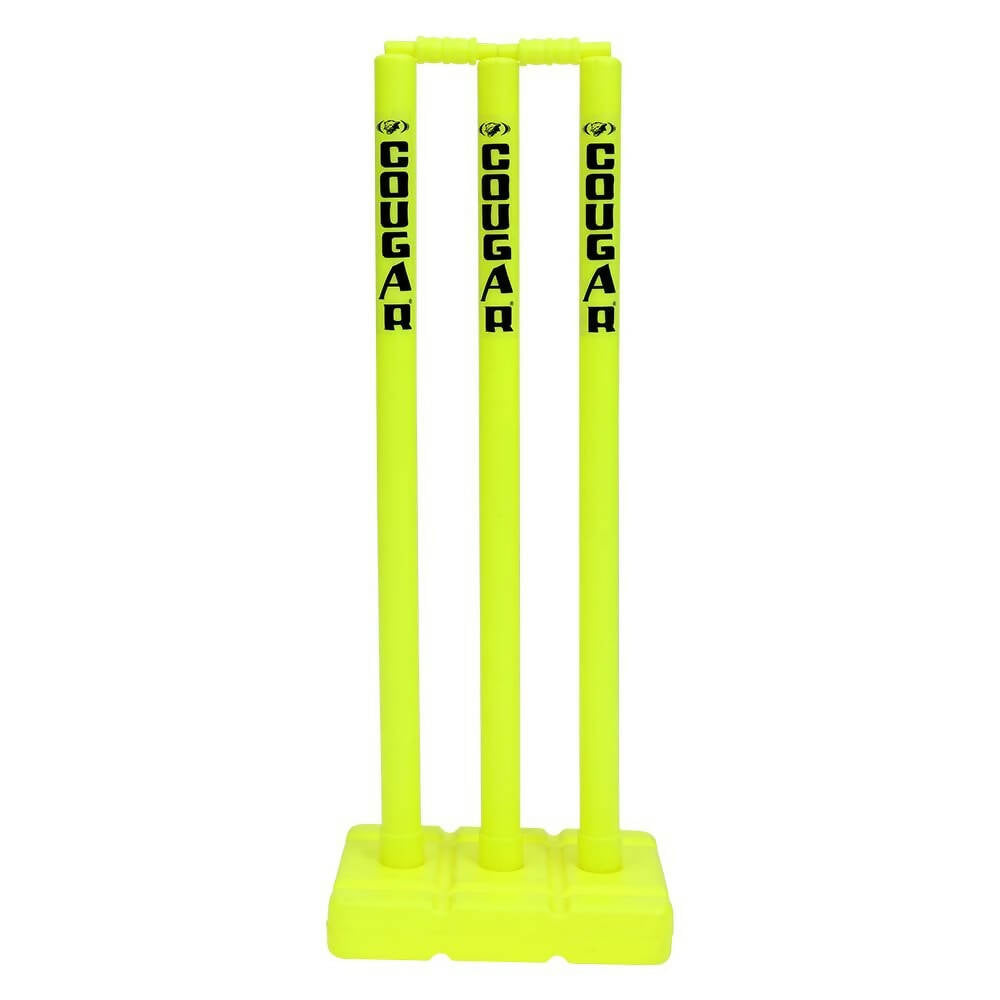 Cougar Plastic Cricket Stumps Set (Portable Plastic Wicket Set) with Stand & Bails