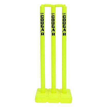 Cougar Plastic Cricket Stumps Set (Portable Plastic Wicket Set) with Stand & Bails