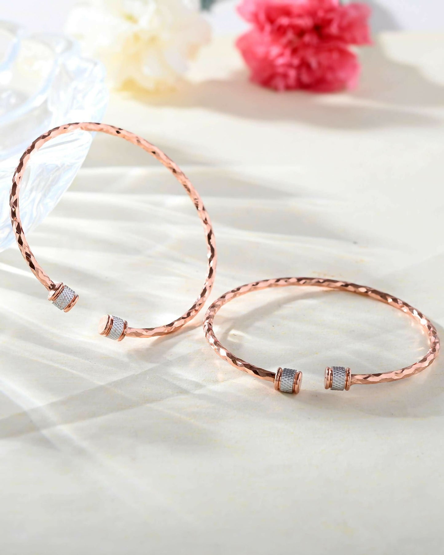 VOJ Set of 2 rose Gold Dual Toned Designer Bangles