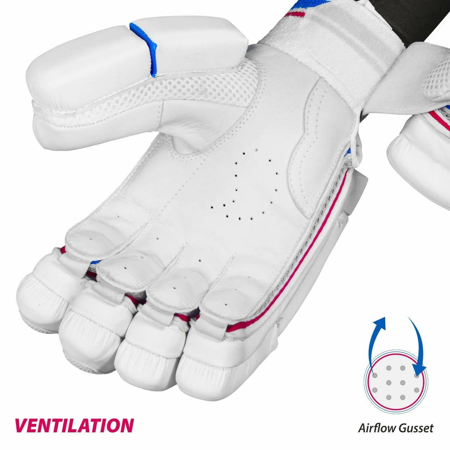 DSC Intense Frost Leather Cricket Batting Gloves for Mens - Right Hand, White, One Size
