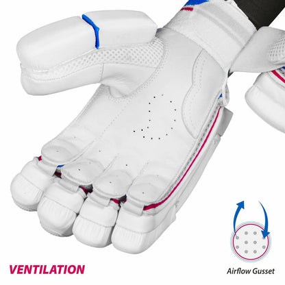 DSC Intense Frost Leather Cricket Batting Gloves for Mens - Right Hand, White, One Size