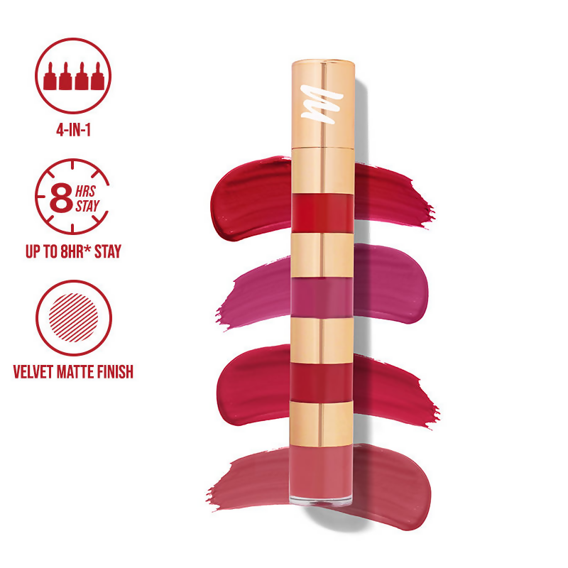 MyGlamm Super 4 Liquid Lipstick Stack - True Bolds