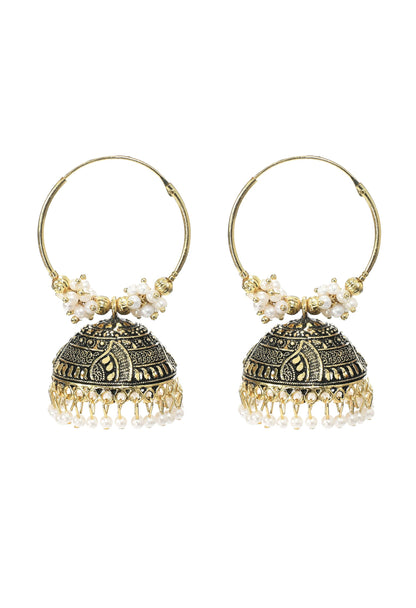 Mominos Fashion Johar Kamal Women's Latest Designer Golden Color Jhumkas