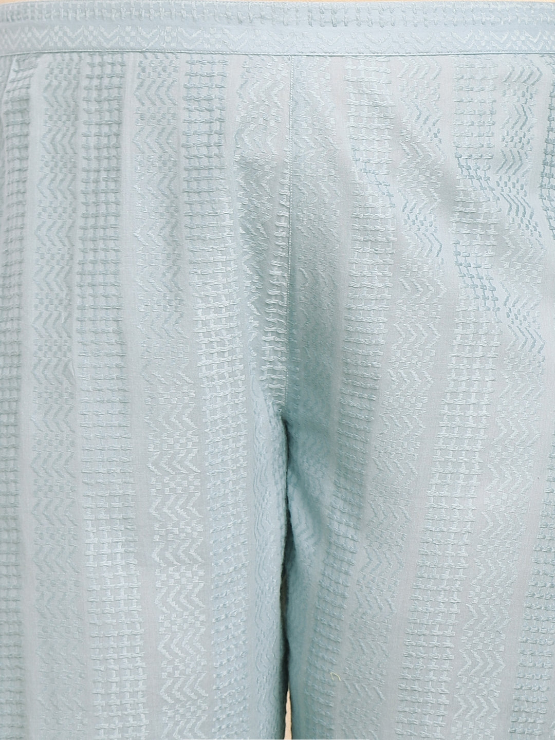 Janasya A-Line Jacquard Light Blue N/A Collar Co-Ords