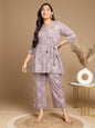 Janasya A-Line Cambric Grey - V-Neck Co-Ords