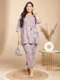 Janasya A-Line Cambric Grey - V-Neck Co-Ords