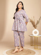 Janasya A-Line Cambric Grey - V-Neck Co-Ords