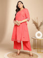 Janasya Angrakha Muslin Peach Solid V-Neck Kurta & Bottom