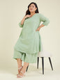 Janasya Light Dobby Cotton Self Design A-Line Top & Bottom Set
