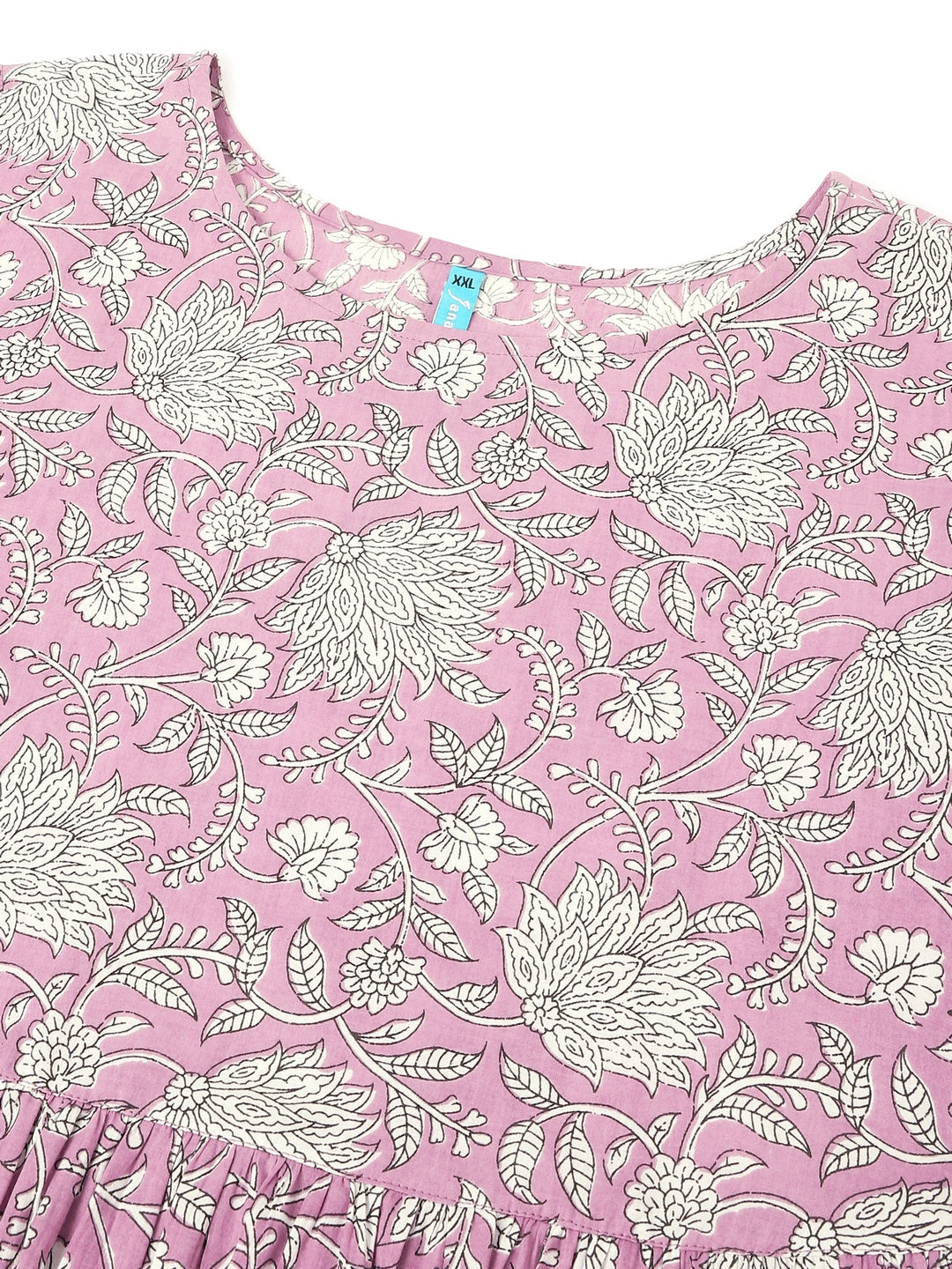 Janasya Light Cotton Floral Tiered Dress