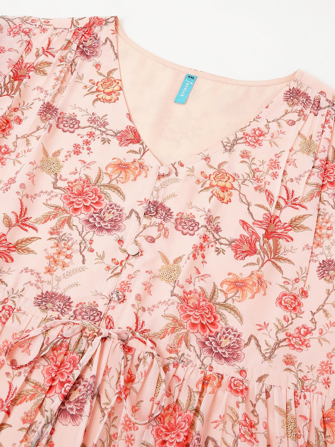 Janasya Light Georgette Floral Tiered Dress